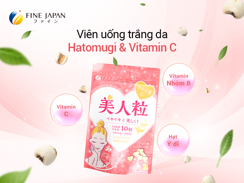 Viên uống trắng da Hatomugi & Vitamin C Nhật Bản