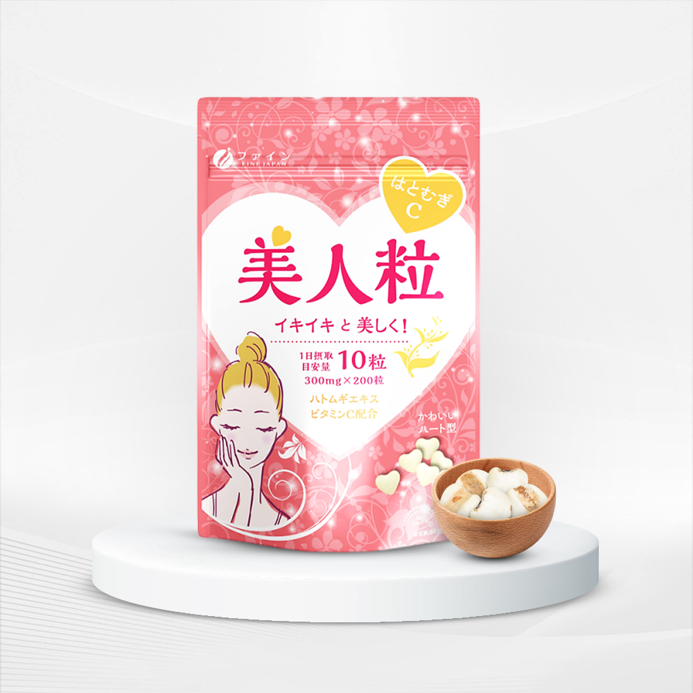 Viên uống sáng da chiết xuất hạt Ý dĩ - Fine Japan Hatomugi & Vitamin C (Gói 200 viên)